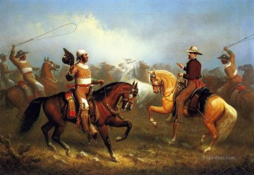  horses Oil Painting - James Walker Roping Wild Horses